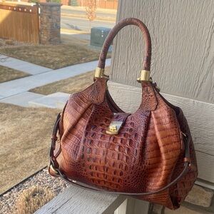 Brahmin Elisa Pecan Croc Embossed Melbourne bag